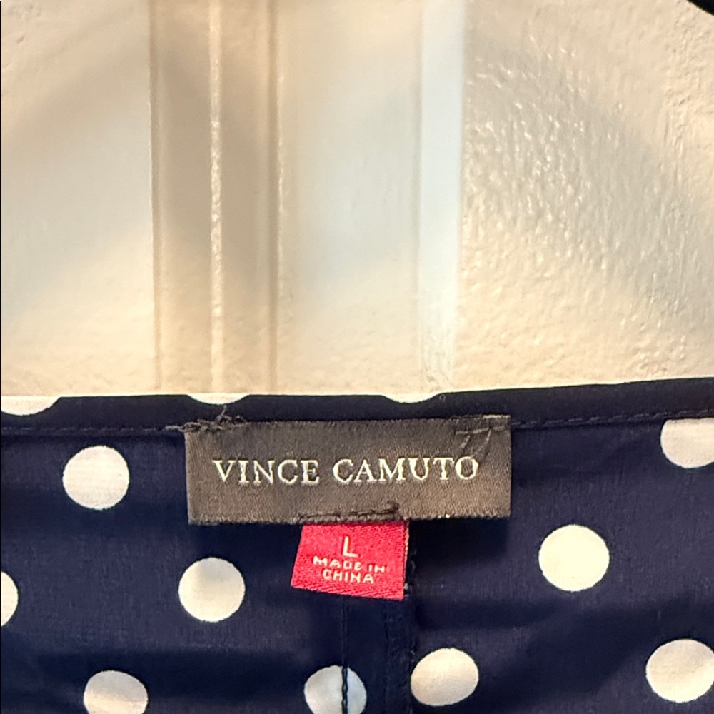 Vince Camuto Dark Blue and White Polka Dot shorts jumpsuit - Picture 2 of 5